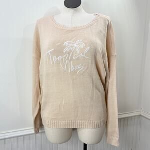 Beachly x Goldfish Kiss Size XXL Sweater Tropical Vibes Embroidered Peach Beach